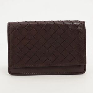 Bottega Veneta Intrecciato Folded Wallet - Dark Brown